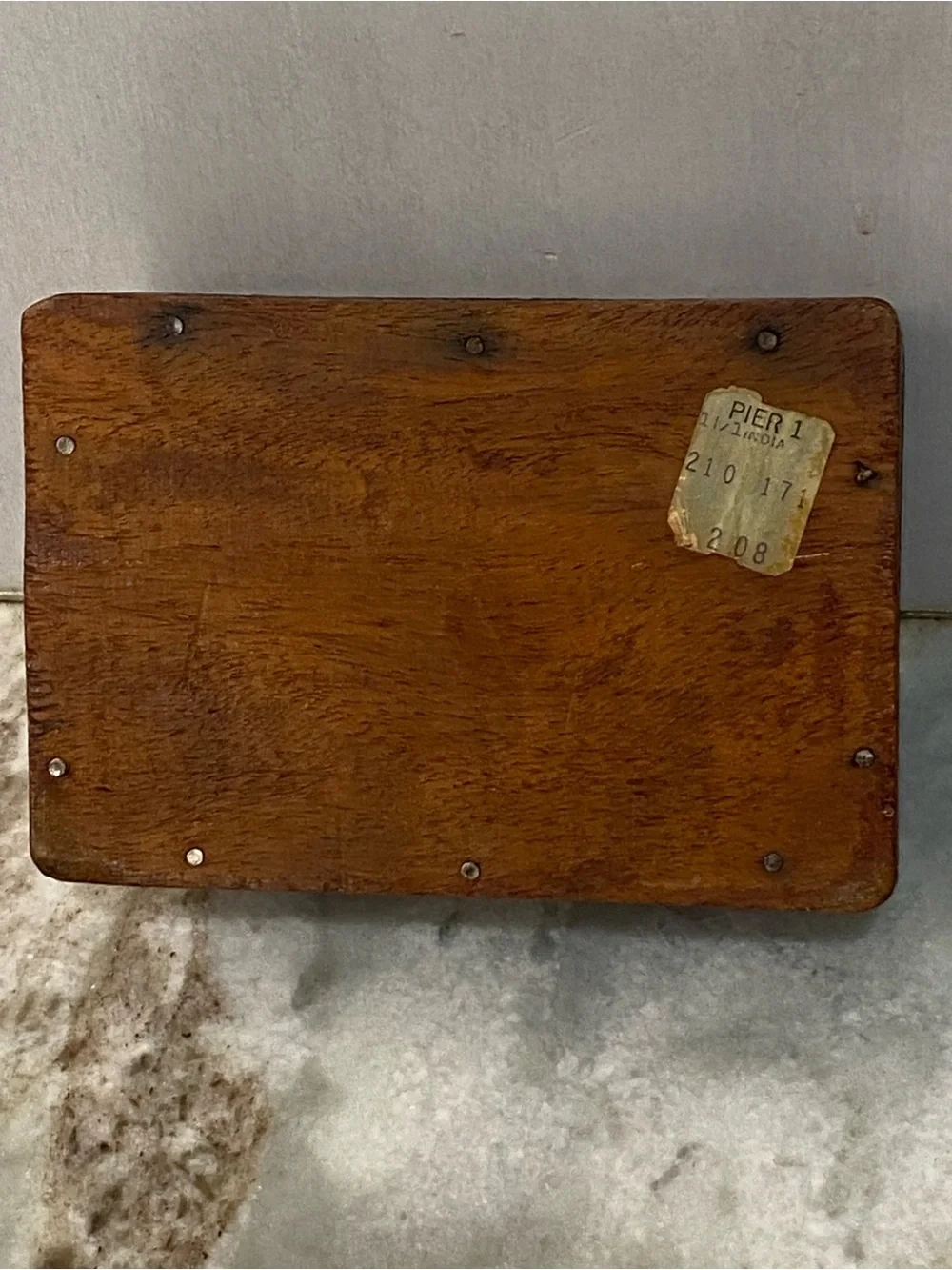 Vintage Pier 1 Carved Wood Trinket Box India Boho